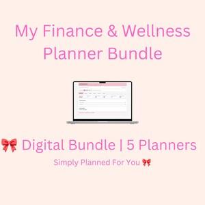 Digital Planner Bundle | 5 Interactive Planners | Auto-Save | Budget Savings Meal Wellness Debt Snowball | Colour Themes | Instant Download