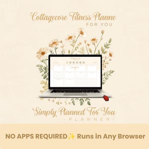 Cottagecore Fitness Planner, Botanical Themes, Workout Gym Weight Tracker, Auto-Save, Backup, No App Needed, Web Browser (Digital Download)