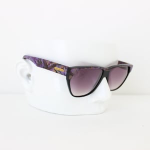 Vintage 80s EVAN PICONE Magic Purple & Orange Marbled Mother of Pearl Classic Wayfarer Cat Eye Designer Sunglasses