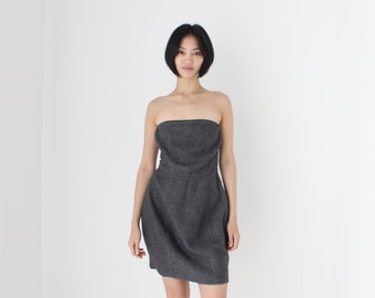 Y2K Stella McCartney Wool, Silk & Cashmere Perfect Minimal Strapless High Fashion Knit Mini Dress