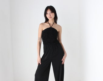 70s Ruched Fitted Halter Neck Harem Disco Studio 54 Jumpsuit ~  Young Edwardian by Arpeja