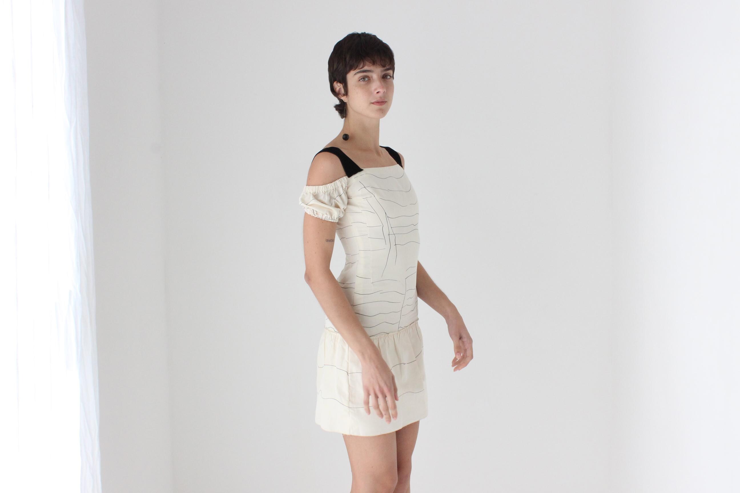 prada off the shoulder dress PRADA SS 2006 Vintage Cream Silk Taffeta off Shoulder Dropwaist Puff Bridal  Cocktail Dress