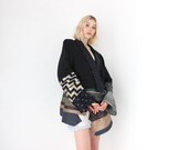 Wearable Art 80s Black Avant Garde Asymmetric Tuxedo Suit Blazer Jacket Mini Dress - Adorned with Designer Silk Ties