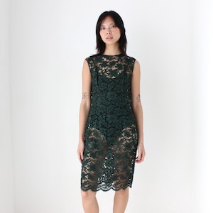 60s Italian Vintage Pine Green Lace Minimal Sleeveless Cocktail Dress - Etsy