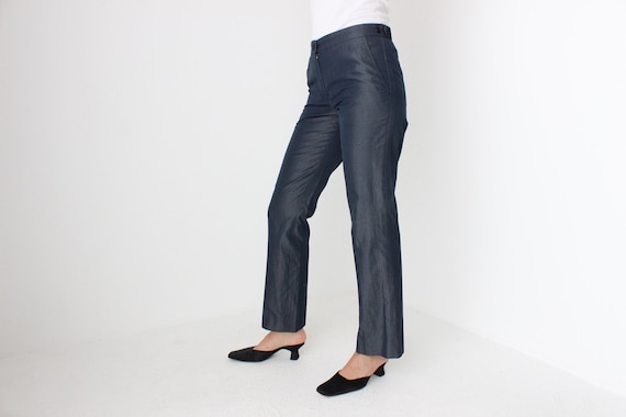 Y2K Marc Jacobs Midnight Blue Minimal Slim Leg Pants W/ Metallic