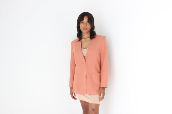 80s {Raw Silk} Textured Woven Boxy Suit Blazer Mi… - image 3