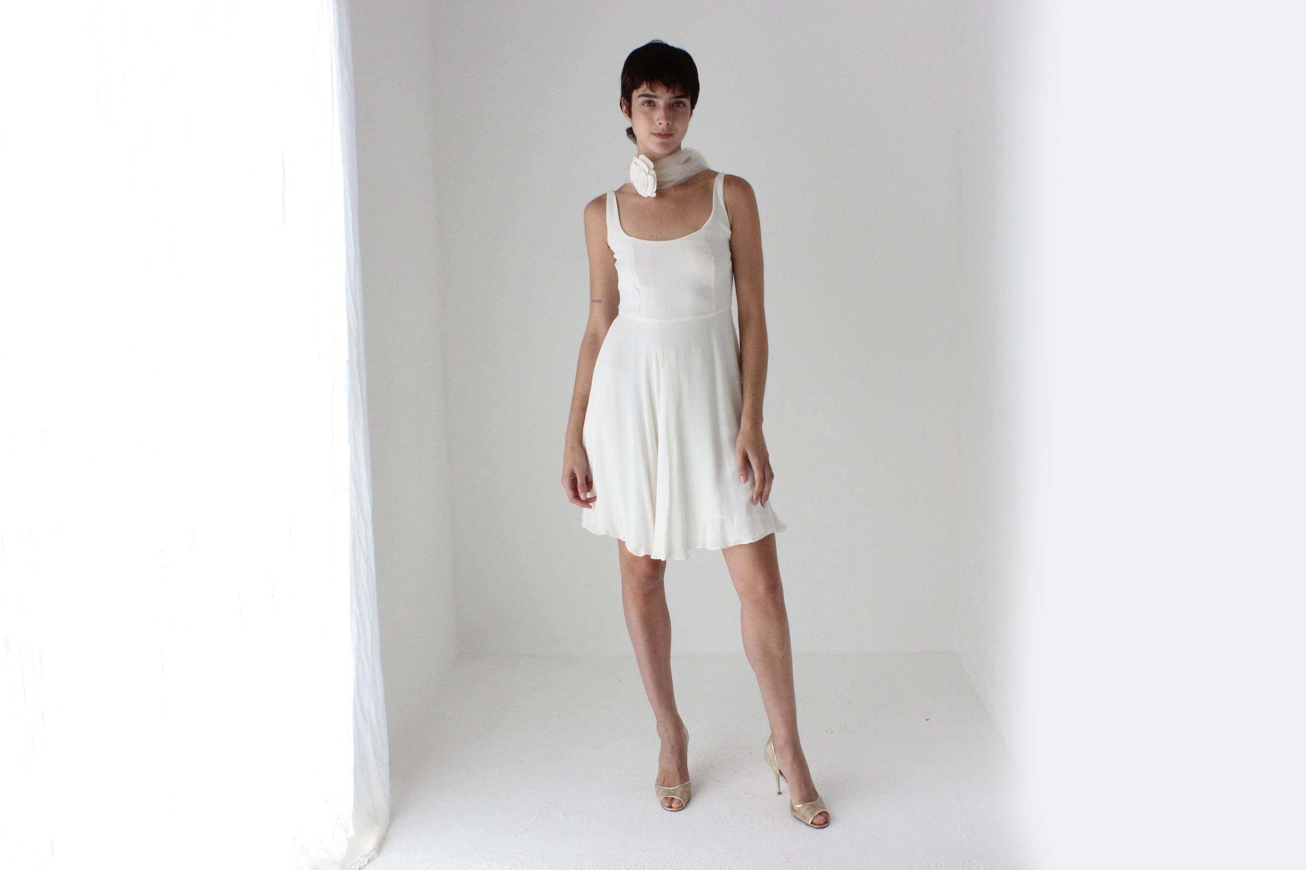 90s POLO Ralph Lauren Pure Silk Minimal Scoop Neck Sleeveless White  Cocktail Mini Dress - Etsy