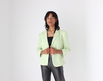 80er Pastell Mint Grün Oversized Bold Schulter Cropped Boxy Blazer