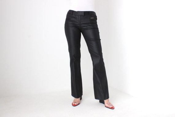 Vintage John Galliano Stretch Wool Blend Leather … - image 1