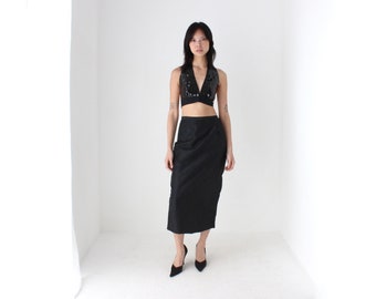 Jupe Midi Noire Express - Rayures élastiques, Taille Haute, Taille S, Neuf Sans étiquettes