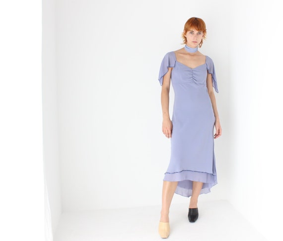 Y2K Feminine Flutter Sleeve Bias Cut Cocktail Dres