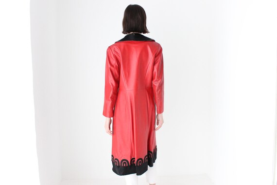 70s {Real Leather} Carivalesque Elaborate Red Fit… - image 8