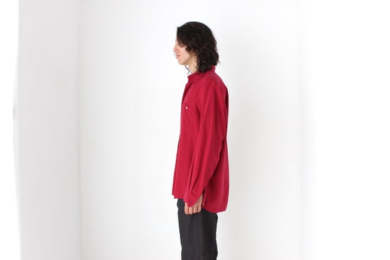 90s Pure Silk Burgundy Textured Relaxed Button Up… - image 5