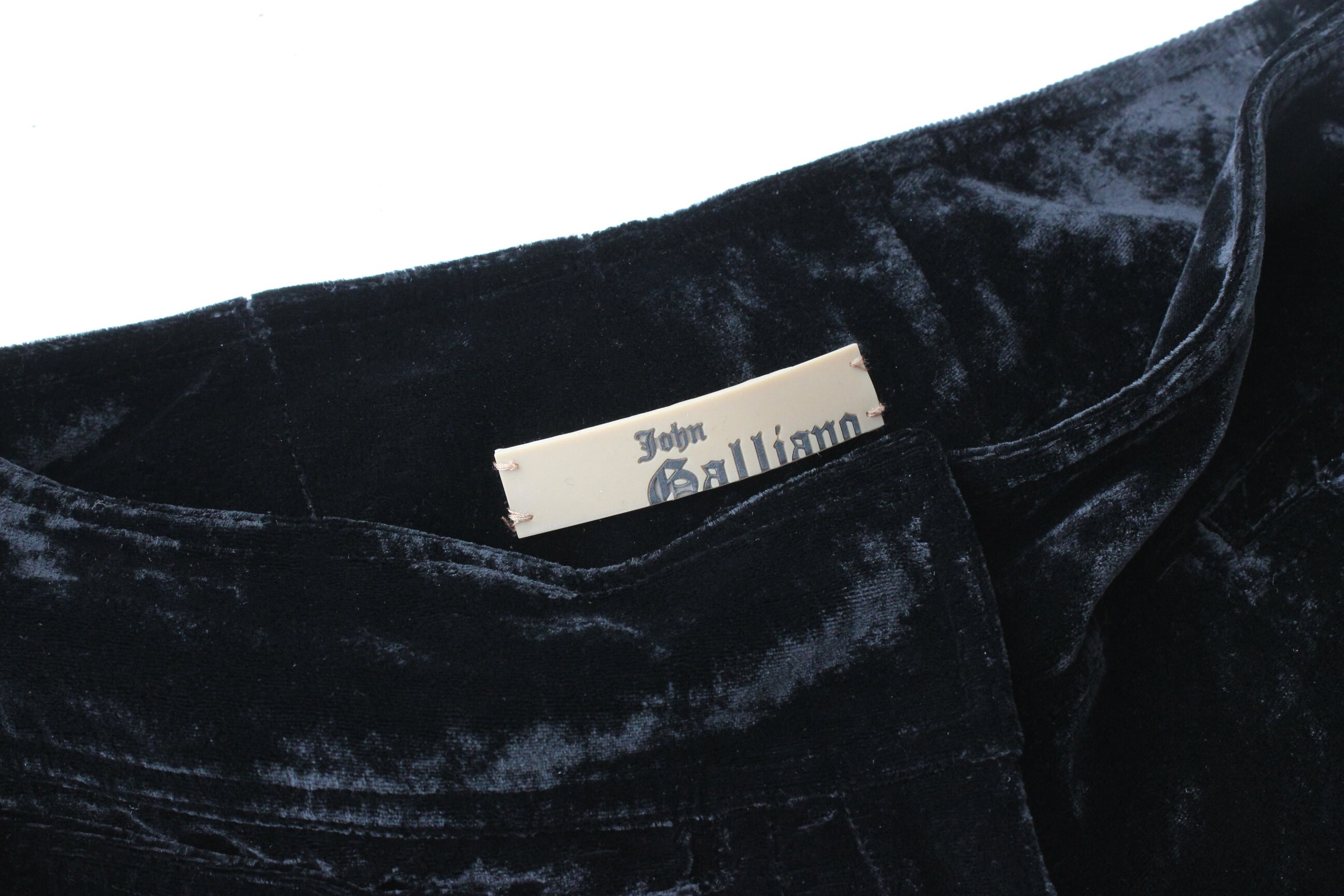 2000s John Galliano Black Velvet Kick Flare Trousers W/ Silver