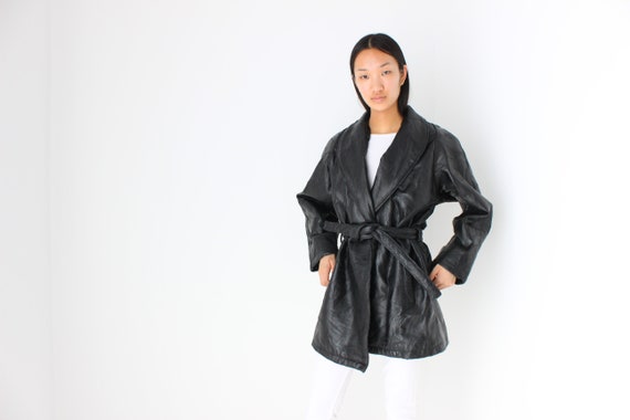 80s Patchwork Quilted Leather Dramatic Batwing / D