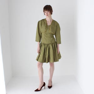 80s Olive Taffeta Drop Waist Puff Mini Dress & Bolero Matching Party Set - Etsy 80s Olive Taffeta Drop Waist Puff Mini Dress & Bolero Matching Party Set - Etsy
