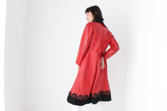 70s {Real Leather} Carivalesque Elaborate Red Fit… - image 6