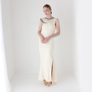 2000s Designer John Richmond Vintage Bespoke Silk Designer Wedding Gown w/ Rhinestone Collar