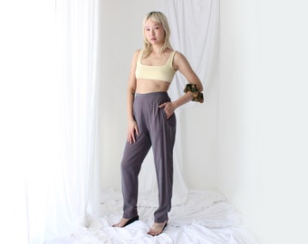 90s SILK / COTTON Holographic Sheen High Waist Relaxed Tapered Trousers - Unworn Old Stock