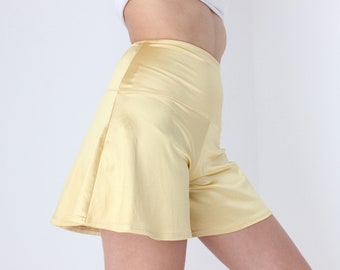 80s Gold Metallic High Waist Flared Leg Nylon Lycra Party Shorts / Hot Pants