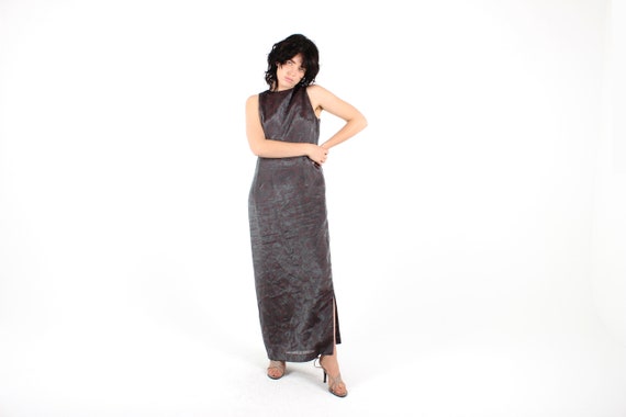 90s Metallic Holographic Floral Embossed Relaxed M