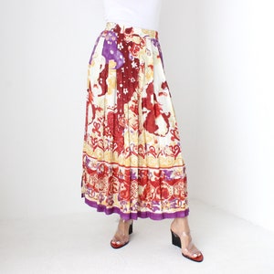 90s Printed Abstract High Waist Midi / Maxi Circle Skirt