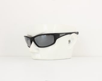 Y2K Sci Fi Sport Futuristic Shield Black Speed Dealer Wraparound Avant Garde Vintage Sunglasses - Unisex