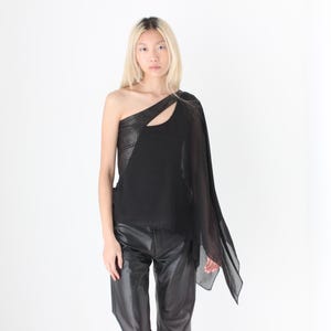 FUTURISM Y2K One Shoulder Asymmetric Wing Sleeve Top by Y London