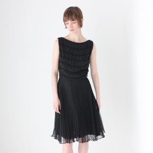 Showstopping 60s Beaded & Pleated Chiffon High Neck Cocktail Event Dress by Carmen Jones