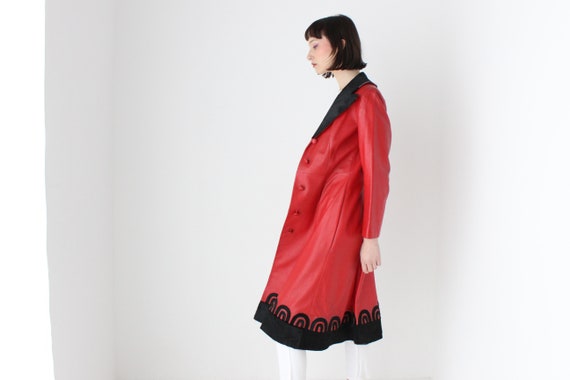 70s {Real Leather} Carivalesque Elaborate Red Fit… - image 7