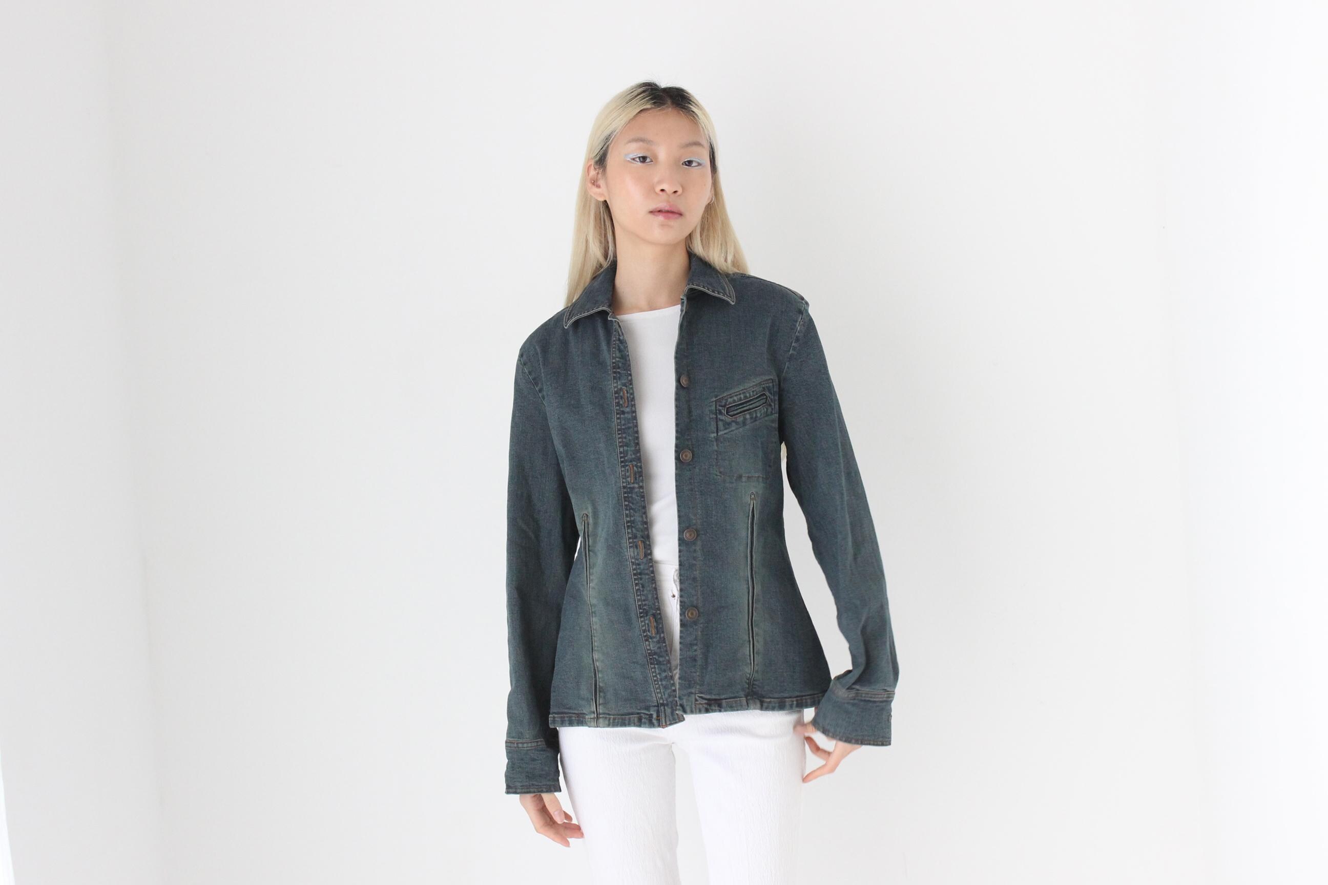 FUTURISM Y2K Dark Industrial Denim Button Front Jacket or Shirt - Etsy