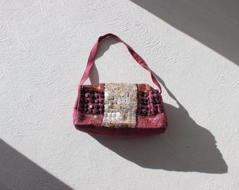 Y2K Woven Textured 3D Shell & Bead Shoulder Bag / Handbag
