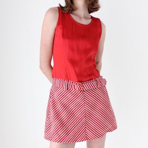 70s Mod Sleeveless Checked A-Line Chevron Mini Dress w/ Matching Belt