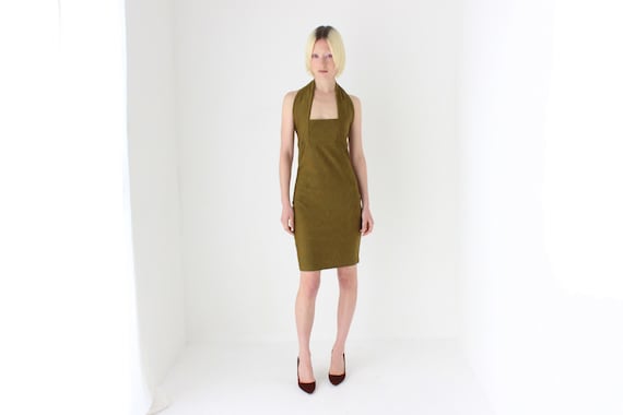 Sexiest 80s Italian Designer Emanuela Beghelli Olive Green Stretch Fitted Bodycon Cocktail Dress Sexiest 80s Italian Designer Emanuela Beghelli Olive Green Stretch Fitted Bodycon Cocktail Dress