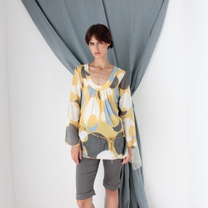 MADE IN ITALY Y2K Vintage Baumwolle Psychedelic Langarm Bias Top