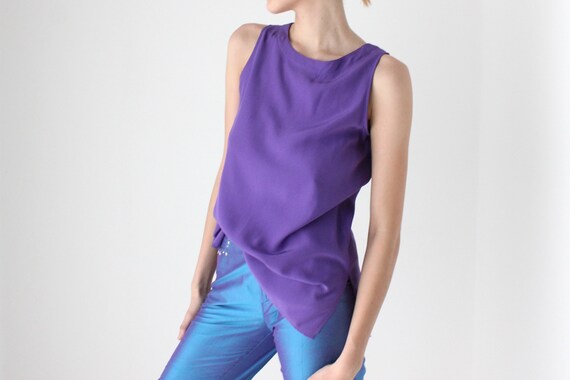 90s Pure Silk Minimal & Relaxed Sleeveless Tank T… - image 2