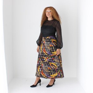 Divine 70s Organza Blouson Sleeve Psychedelic Party Dress