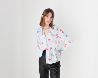 90s Pastel Floral Button Up Blouse by Equipment