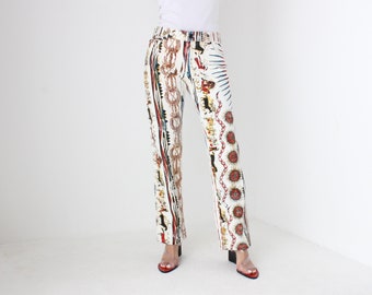 Y2K Roberto Cavalli Ancient Cave Art Print Relaxed Denim Straight Leg Jeans - Unisex