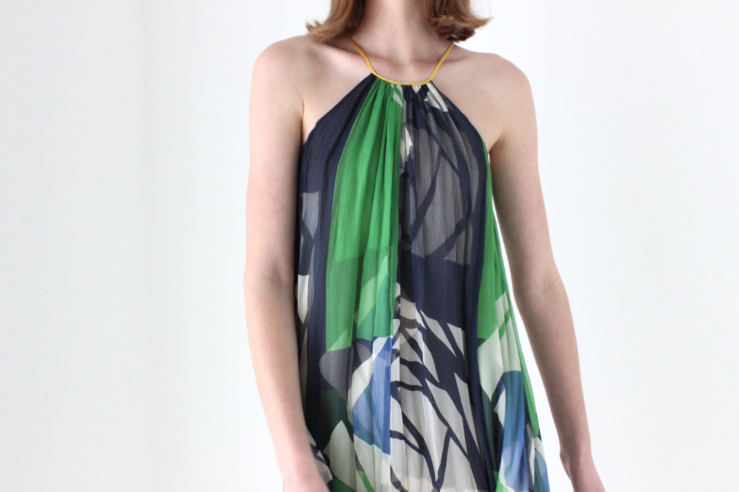 Y2K Designer CATHERINE MALANDRINO Patchwork Silk Tent Trapeze 
