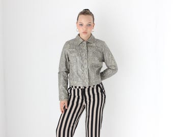 90s Spice Girls Era Vinyl Snakeskin Python PVC Boxy Bomber Jacket / Shirt by Miss Shop
