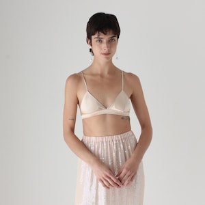 Minimal & Modern Silk Triangle Lingerie Bra in Blush