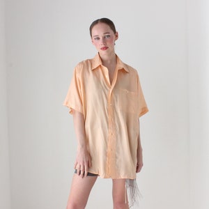BALLETCORE 80s PURE SILK Ballet Pink Boxy Short Sleeve Button Up Oversized Unisex Shirt - Unworn Old Stock