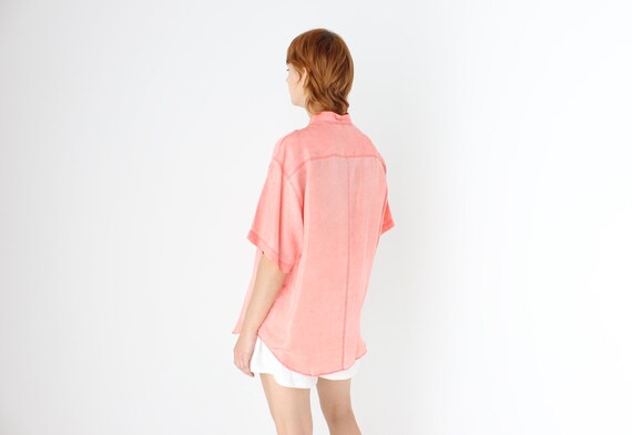 80s PURE SILK Pastel Pink Boxy Shirt - Unisex - image 5