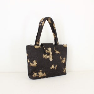 80s Chinese Silk Embroidered Small Purse / Handle Bag / Handbag