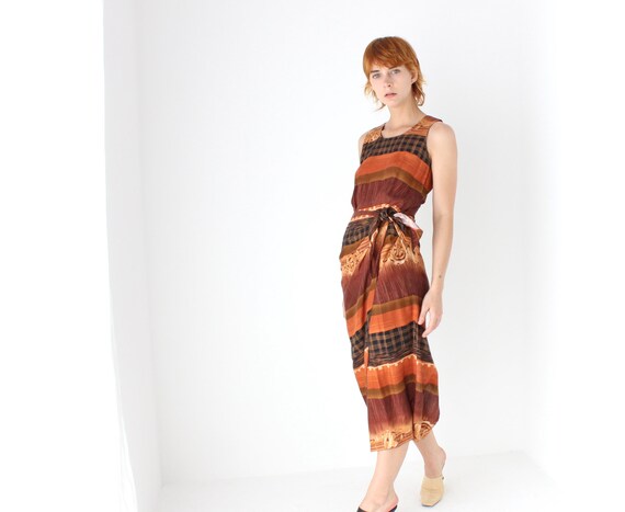 90s Earthy Rayon Gauze Simple Summer "Wrap" Dress