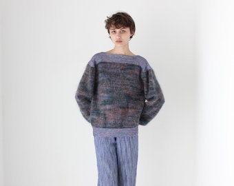 80s Reversible MOHAIR Wool Fluffy Shaggy Plush Cardigan or Backless Sweater Knit