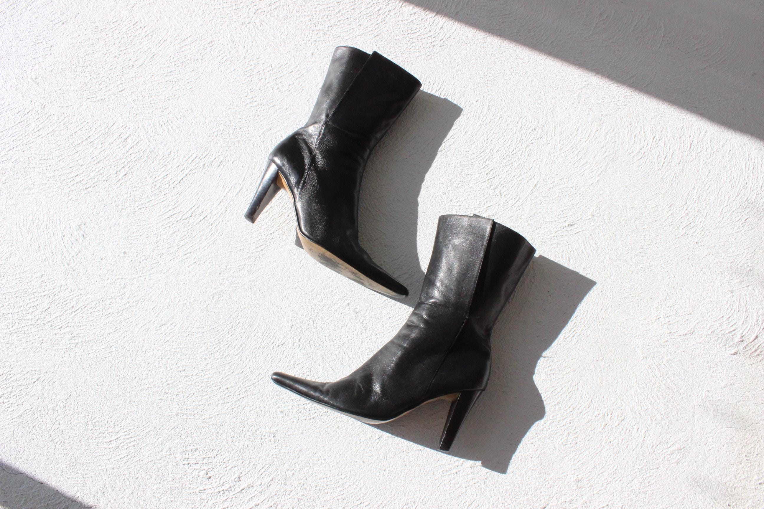 Black Mid Calf Boots Etsy Canada