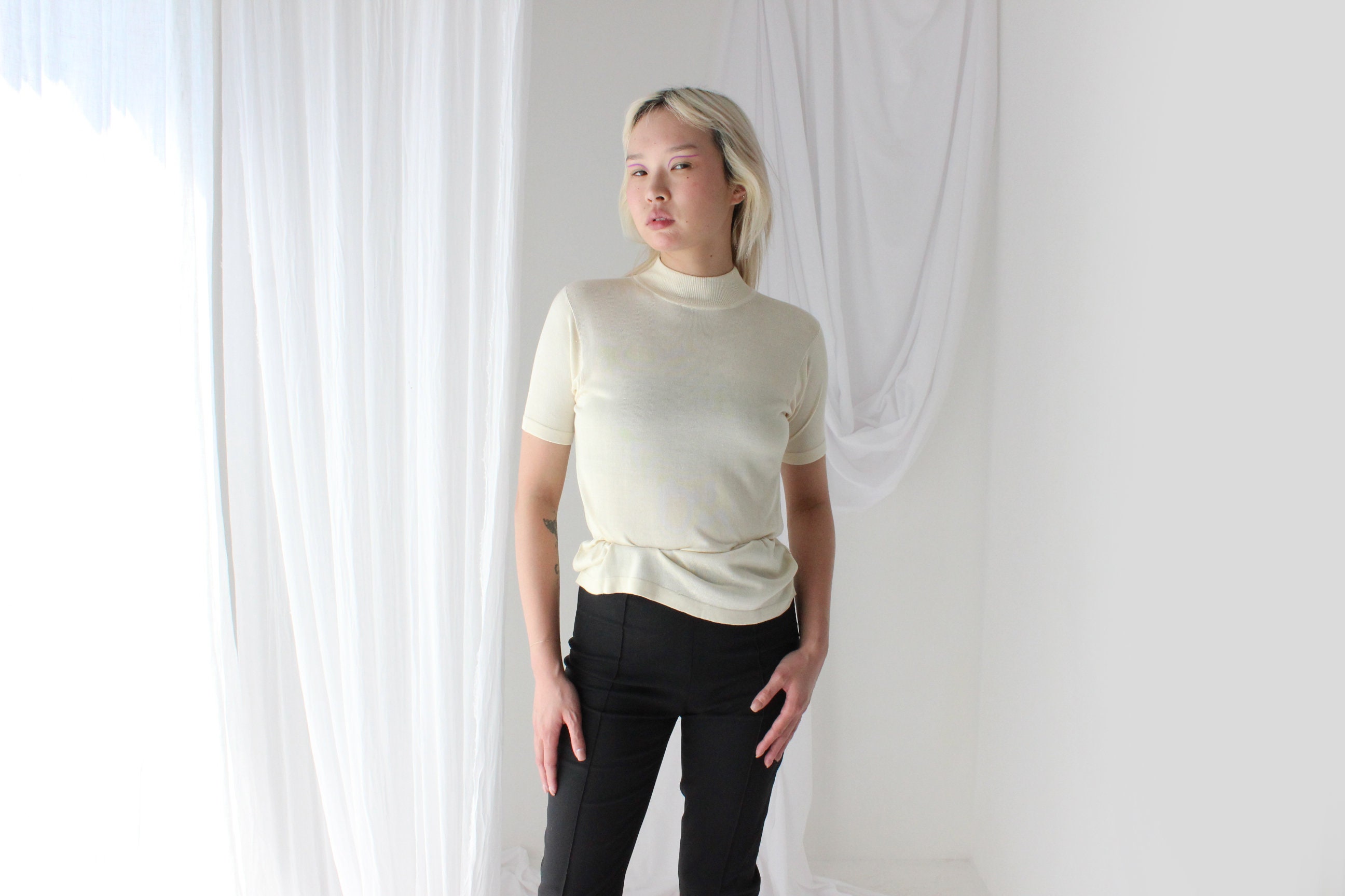 Silk mock shop turtleneck womens