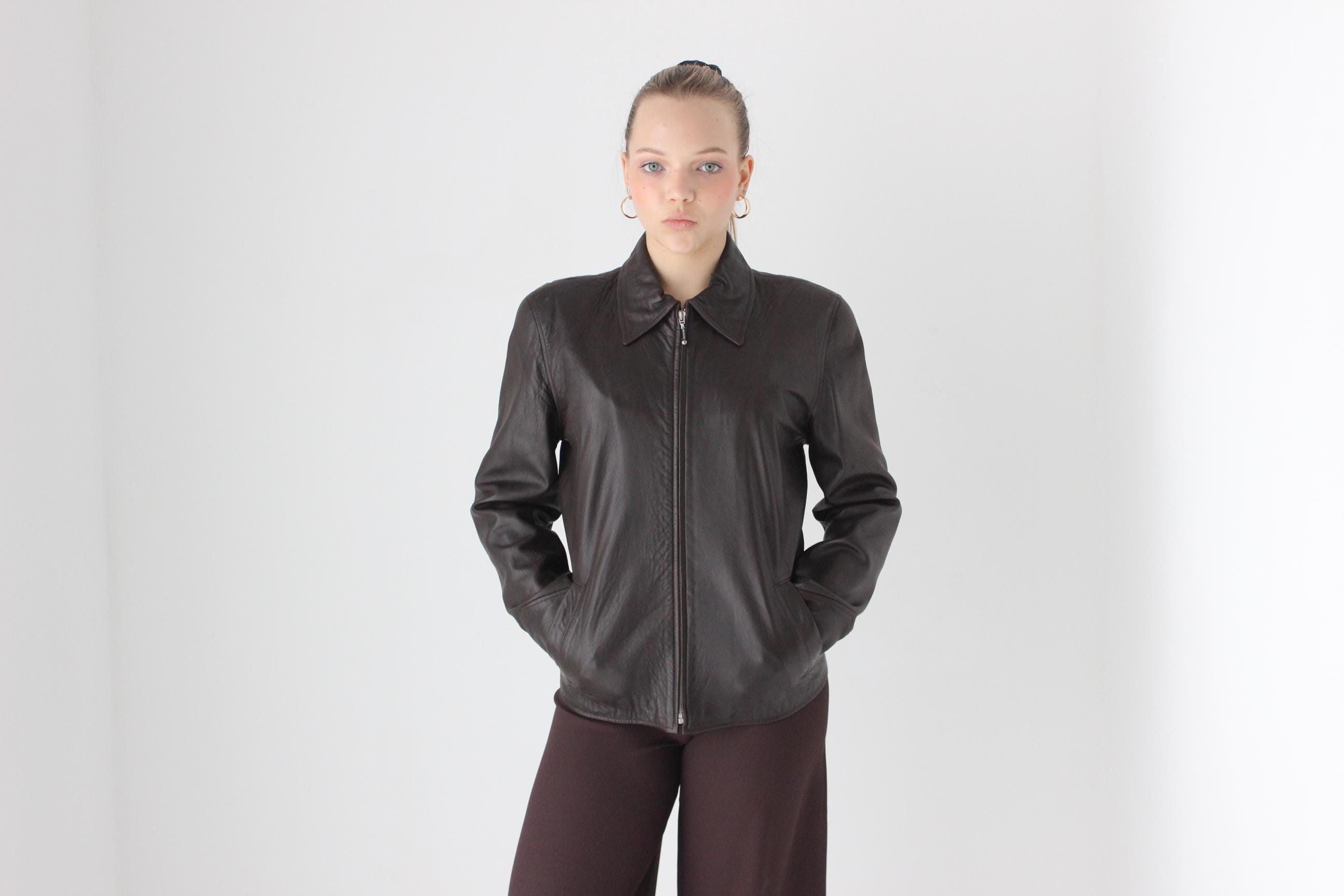 90s LISA HO Australian Designer Softest Lambskin Leather Chocolate